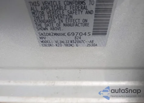 2017 Nissan Pathfinder Platinum из США, поврежденный, VIN 5N1DR2MNXHC697045